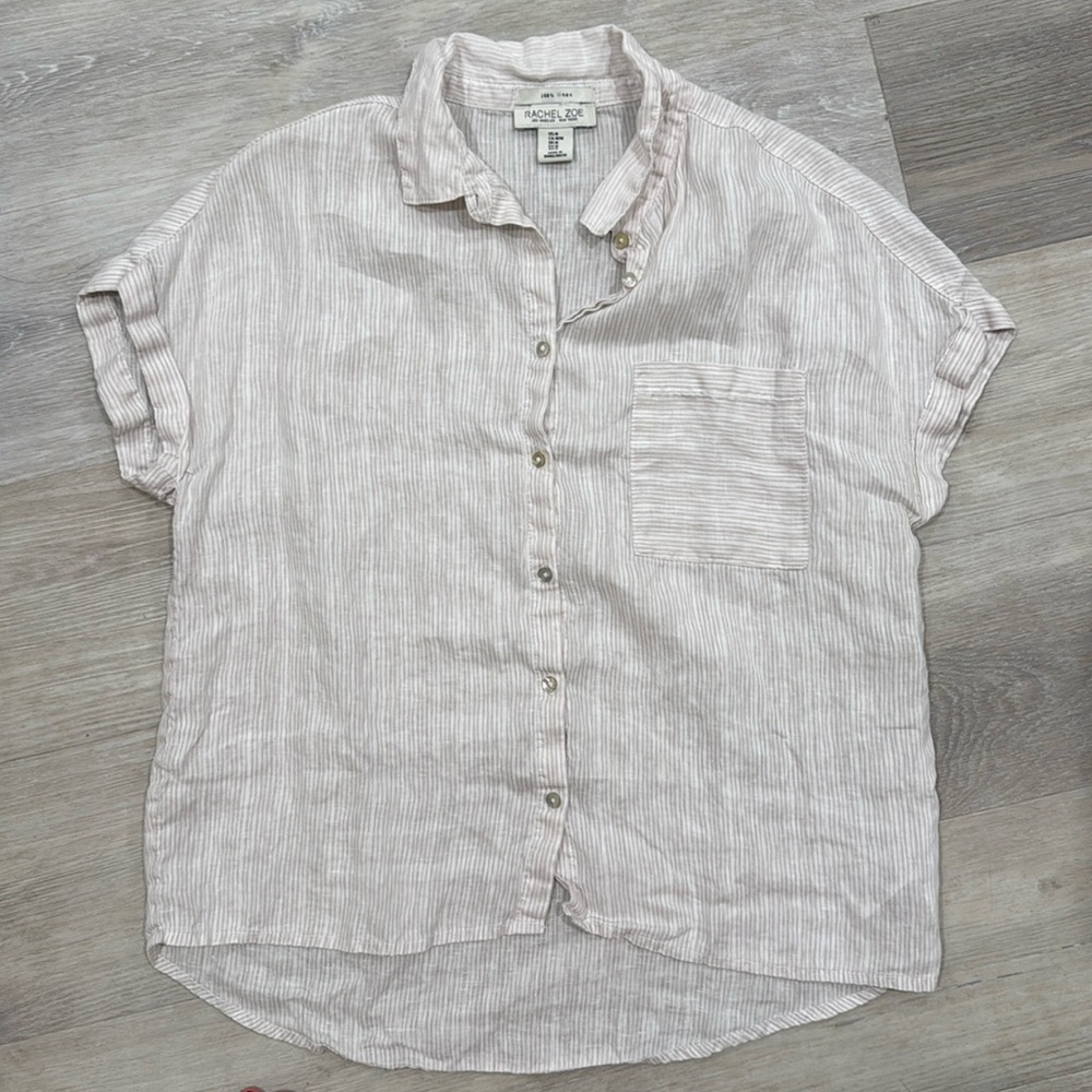 Linen striped button down